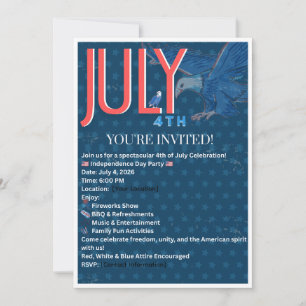 4th of July Invitation Template   Patriotic Indepe