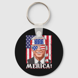 4th Of July Joe Biden Merica USA Flag  Key Ring