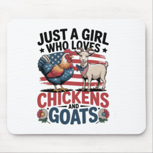 4th Of July Just A Girl Who Loves Chicken And Goat Mouse Pad