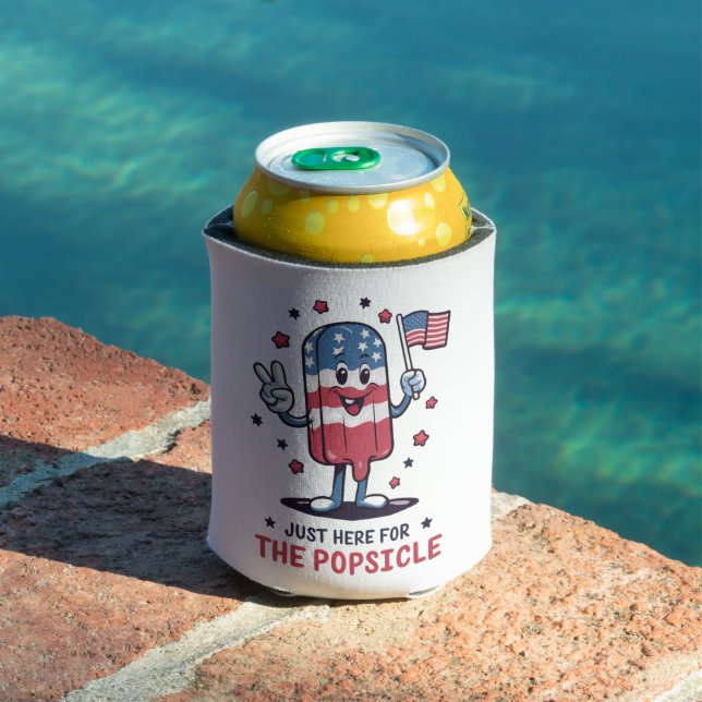 4th Of July Just Here For The Popsicle Patriotic Can Cooler (In Situ Pool)