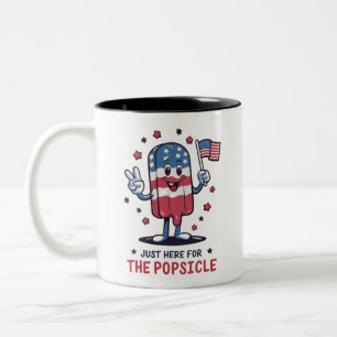 4th Of July Just Here For The Popsicle Patriotic Two-Tone Coffee Mug