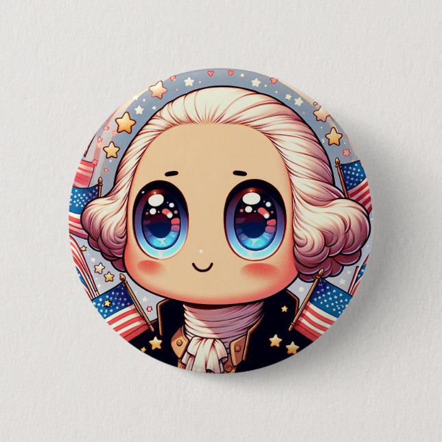 4th of July Kawaii George Washington Pin (Front)