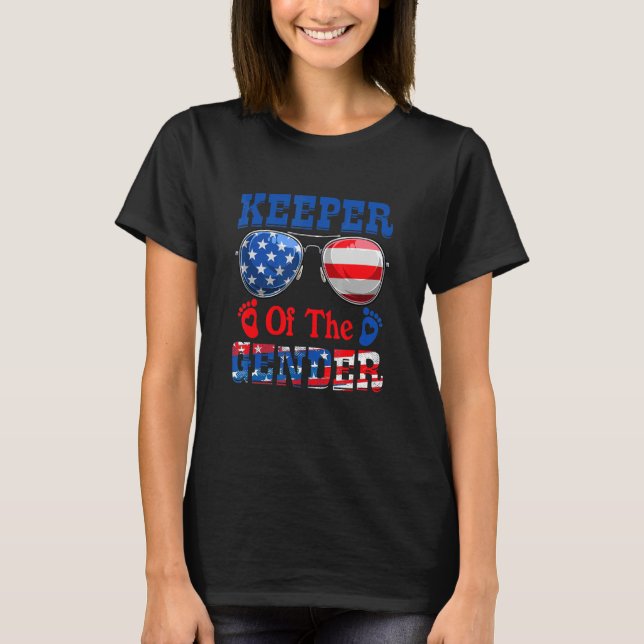4th Of July Keeper Of The Gender Baby Gender Revea T-Shirt (Front)