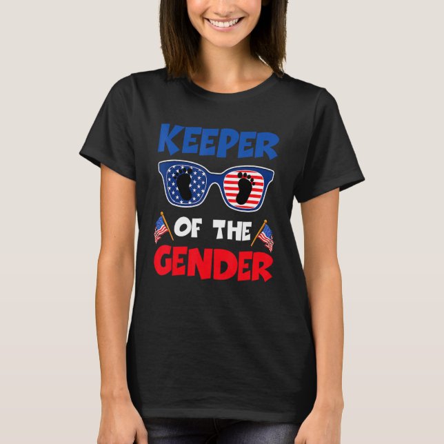 4th Of July Keeper Of The Gender Baby Gender Revea T-Shirt (Front)