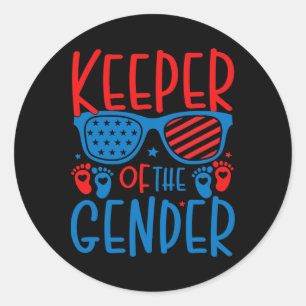 4th Of July Keeper Of The Gender Reveal Byby  Classic Round Sticker