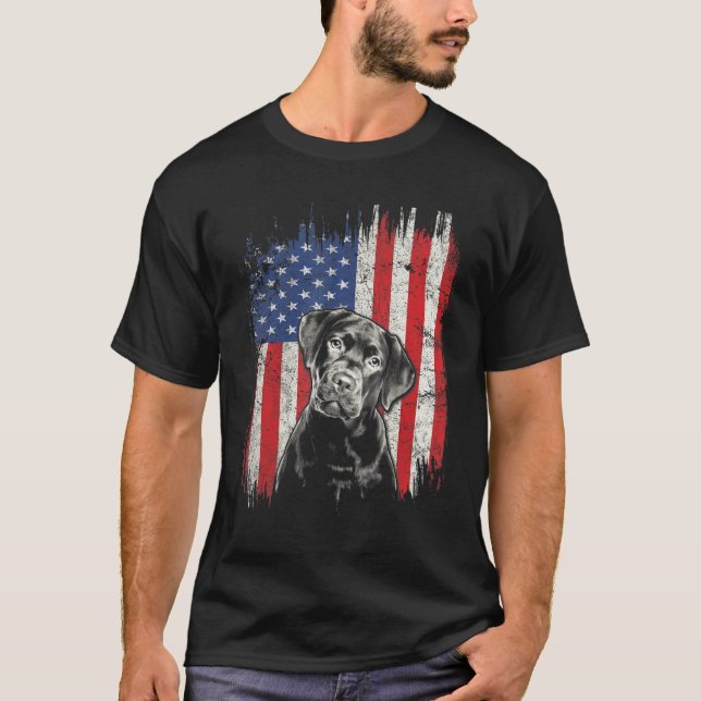 4th Of July Labrador American Flag Patriotic Lab D T-Shirt (Front)