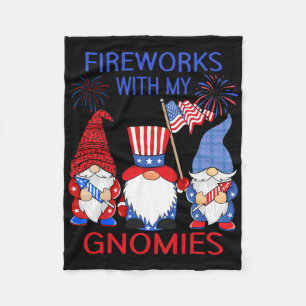 4th Of July Leopard Gnomes Firework American Usa W Fleece Blanket