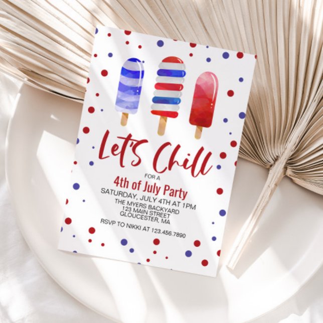 4th of July Let's Chill Red White Blue Ice Pops Invitation (Creator Uploaded)