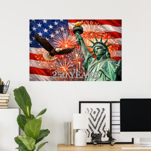 4th of July Liberty Eagle Fireworks USA 250th Poster