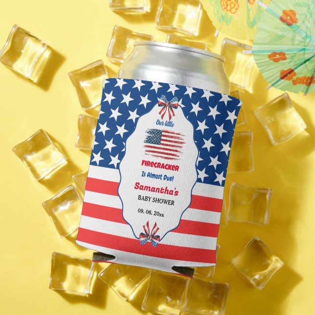 4th of july little firecracker baby shower can cooler (In Situ Summer)