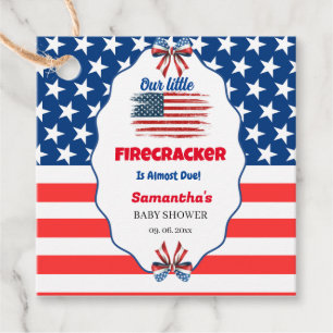 4th of july little firecracker baby shower favour tags