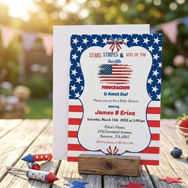 4th of july little firecracker baby shower invitation (Creator Uploaded)