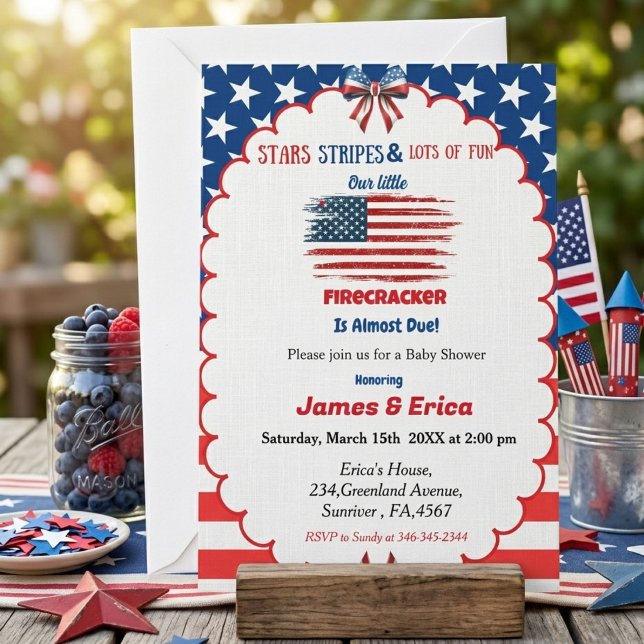 4th of july little firecracker baby shower invitation (Creator Uploaded)