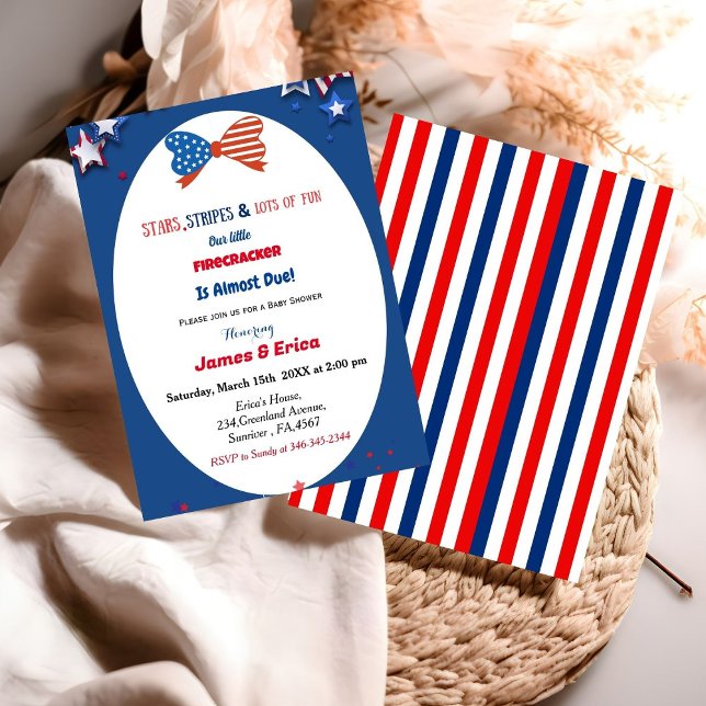 4th of july little firecracker baby shower invitation (Creator Uploaded)