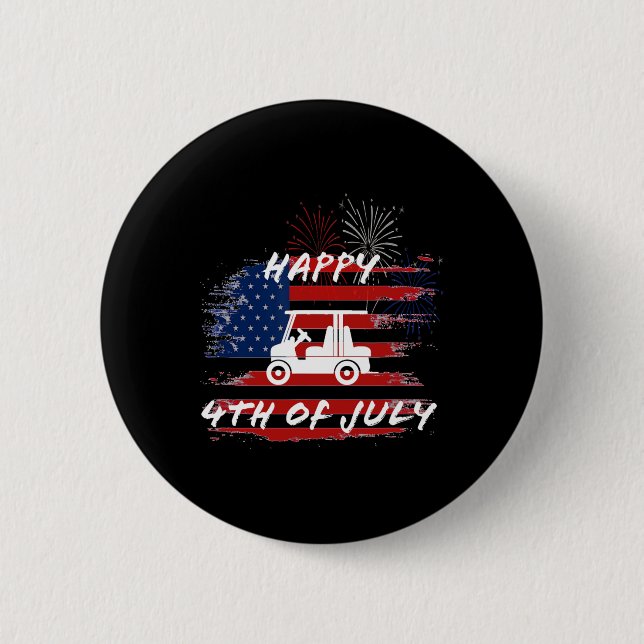 4th Of July Looping Parade Holiday Golf Cart Ameri 6 Cm Round Badge (Front)