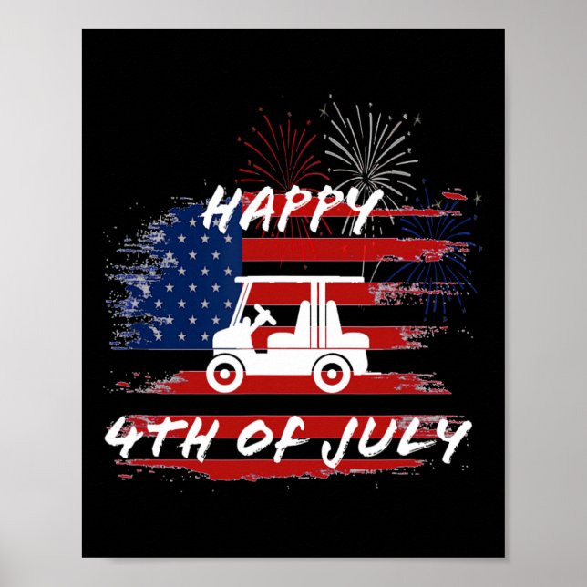 4th Of July Looping Parade Holiday Golf Cart Ameri Poster (Front)