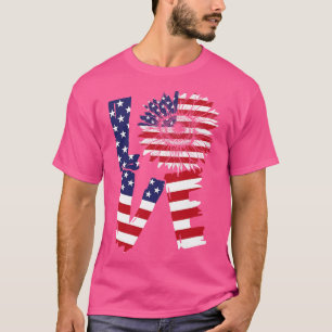 4th Of July Love Sunflower Patriotic American Flag T-Shirt