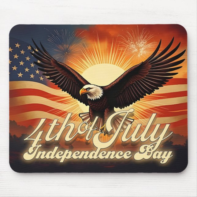 4th of July – Majestic Eagle & Fireworks Tribute🦅 Mouse Pad (Front)