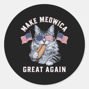 4th Of July Make Meowica Great Again Funny Patriot Classic Round Sticker
