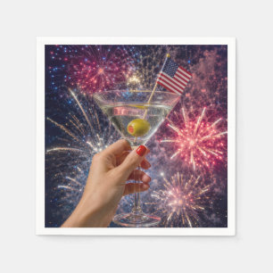 4th of July Martini Toast Napkin
