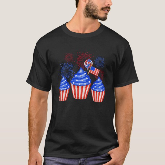 4th of July Memorial Day Patriotic Ice Cream  Men  T-Shirt (Front)