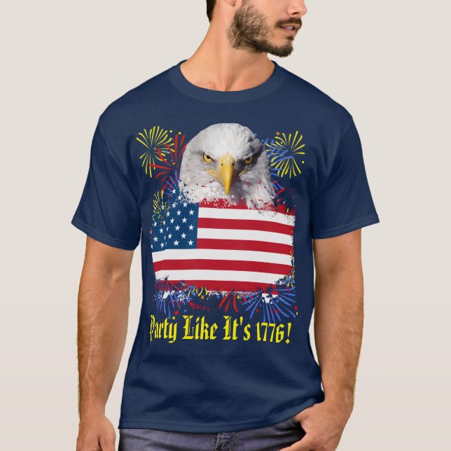 4th of July Mens Dark Blue V Neck T shirt (Front)