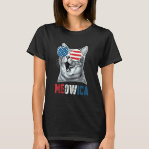 4th Of July Meowica America American Flag  Cat T-Shirt