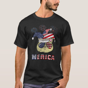 4th Of July Merica Cat Jester Hat Usa American Fla T-Shirt