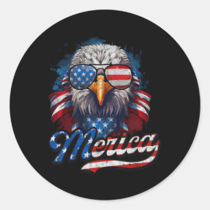 4th Of July Merica Eagle Usa Flag American Indepen Classic Round Sticker