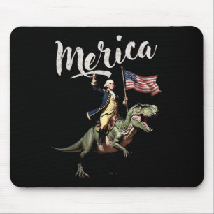 4th Of July Merica George Washington Riding A Dino Mouse Pad
