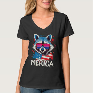 4th Of July Merica Raccoon Bisexual Sunglasses Fla T-Shirt