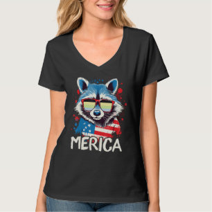 4th Of July Merica Raccoon Cassgender Sunglasses T-Shirt