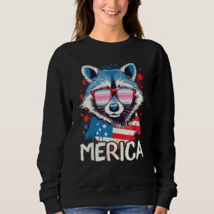 4th Of July Merica  Raccoon Transfeminine Sunglass Sweatshirt