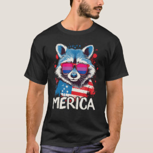 4th Of July Merica Racoon Bisexual Sunglasses Fla T-Shirt