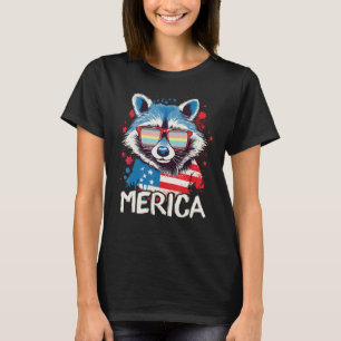 4th Of July Merica  Racoon Demiflux Sunglasses Fl T-Shirt