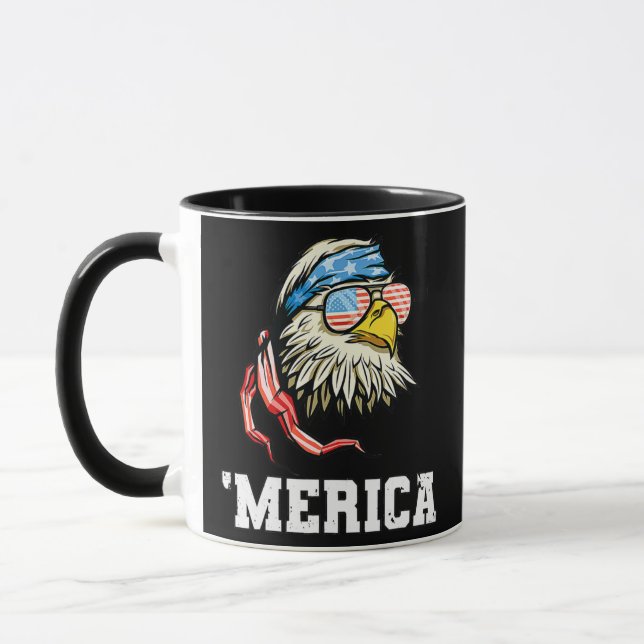 4th Of July Merica USA Flag Bald Eagle Patriotic Mug (Left)