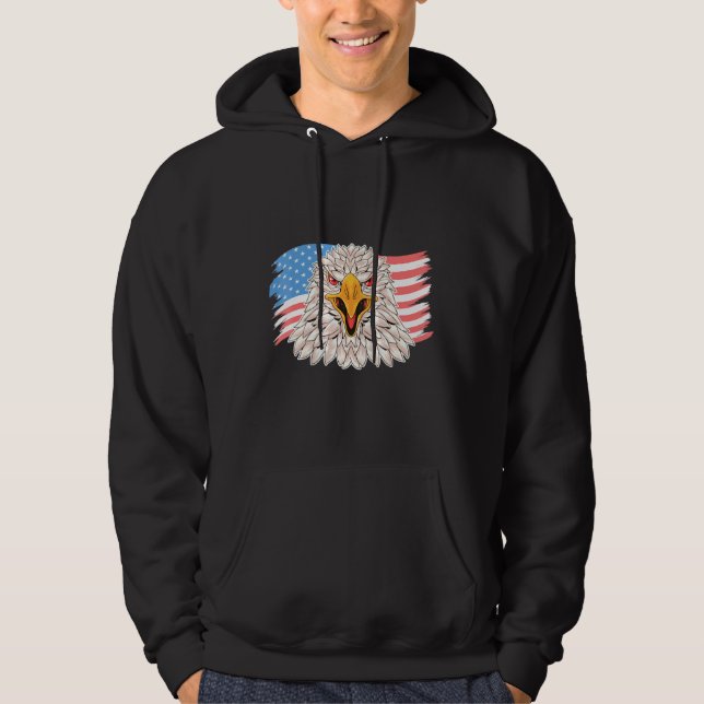 4th Of July Merica Usa Flag Bald Eagle Patriotic V Hoodie (Front)