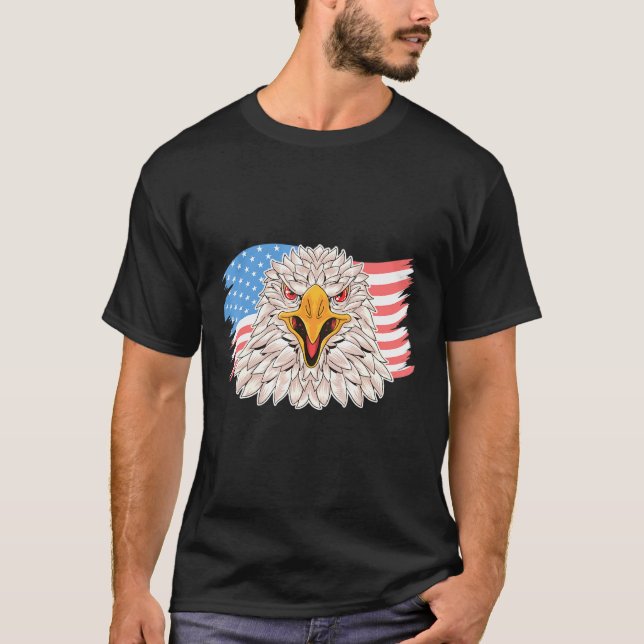 4th Of July Merica Usa Flag Bald Eagle Patriotic V T-Shirt (Front)