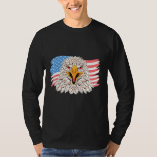 4th Of July Merica Usa Flag Bald Eagle Patriotic V T-Shirt