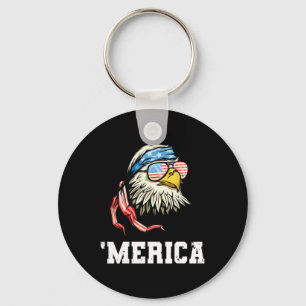 4th Of July Merica Usa Flag Ld Eagle Patriotic Vet Key Ring