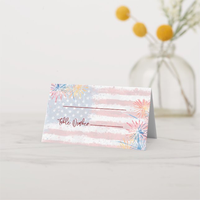4th of July  Minimalist Wedding Place Cards (Front)