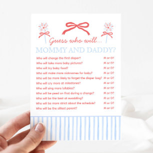 4th of July Mommy or Daddy Baby Shower Game Advice Card