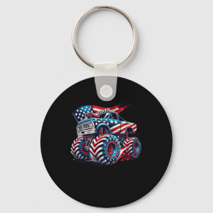 4th Of July Monster Truck American Flag Usa Boys K Key Ring