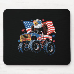 4th Of July Monster Truck Bald Eagle American Flag Mouse Pad