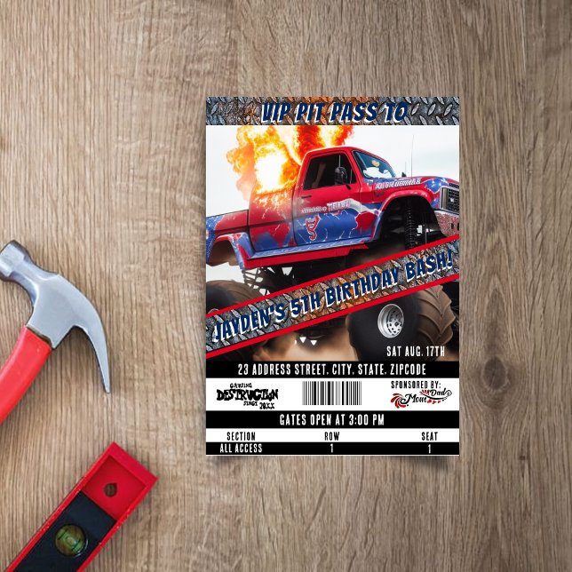 4th of July Monster Truck Birthday Party  Invitation (Creator Uploaded)
