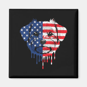 4th of July Morkie Dog AAAmerican Flag Patriotic Magnet