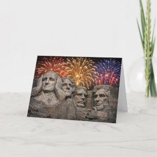 4th of July Mount Rushmore Humor with Fireworks Card