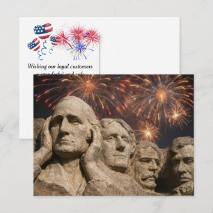 4th of July Mount Rushmore Humor with Fireworks Postcard