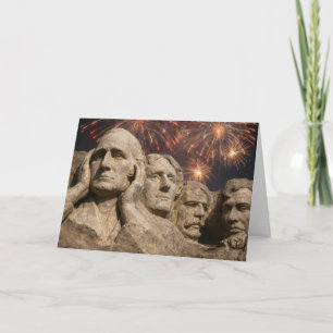 4th of July Mount Rushmore Humour with Fireworks Card