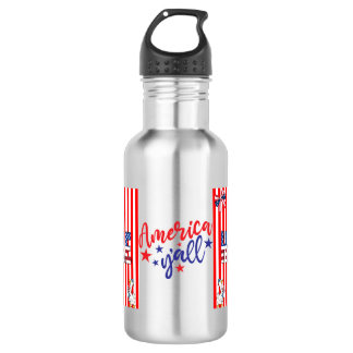 4th of July Mug saying America Ya'll 532 Ml Water Bottle